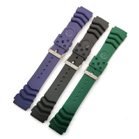 Bracelet de montre en caoutchouc silicone Nd Limits pour plongée profonde, avec joint plat et boucle ardillon en acier inoxydable, 20 22 24 mm, noir, vert, étanche