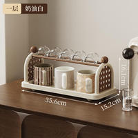 Étagère de rangement aspect rotin, organisateur à 2 niveaux pour comptoir de cuisine, salle de bain, bureau |   Support pour tasses, mugs, parfums, rangement pour la décoration intérieure