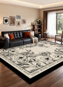 Tapis Rétro Français Style Mid-Century Moderne Nouveau Style 2026 |   Salle de séjour, chambre à coucher, usage domestique |   Tapis de canapé lavable sans lavage ni essorage - Product Image 6