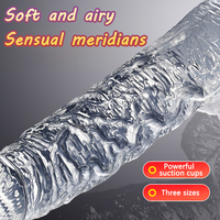 Masturbador Femenino de Bajo Precio, Productos Sexuales, Consolador Realista de Gel Suave, Consolador de Cristal para Mujeres con Fuerte Ventosa, Juguetes Sexuales
