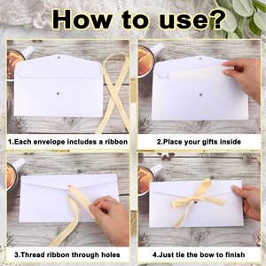 Bow <strong>Envelope</strong> Thickened Pearl Paper Ribbon Greeting Card Letter Making Creative Invitation,White,20 Piece/Set - Product Image 6