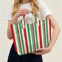 Sac fourre-tout en PVC à rayures tricolores de Noël, sac transparent imperméable, sac de plage, pochette fourre-tout, sacs à main avec nœud, sac de rangement