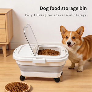 Foldable Pet Food Storage <b>Bucket</b> with Lid and Wheel Easy to Clean and Storage Waterproof and Moisture-proof - Product Image 4
