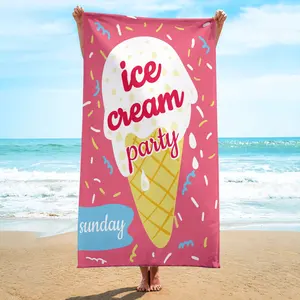 Summer Time Holiday Wholesale Premium Microfiber Ice Cream Custom Printed Large Beach Blanket Towels