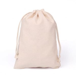 Sacs en coton écologiques beige avec cordon de serrage, 10*12 cm, avec corde en jute, petit sac cadeau anti-poussière - Product Image 2