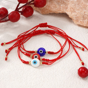 Pulsera Go2boho de Hilo Rojo con Ojo Turco, Cordón Ajustable de Vidrio Nazar para Protección con Cuenta Dorada, Amuleto de la Suerte y Regalo de Amistad - Product Image 3