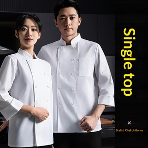 Vêtements <span class=keywords><strong>de</strong></span> chef pour hommes pour le commerce extérieur transfrontalier, vestes à double rangée, couleur unie, manches longues ou courtes, logo <span class=keywords><strong>personnalisé</strong></span> en relief - Product Image 6