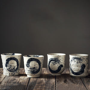 Küçük 7oz rustik seramik Espresso kahve fincanı el yapımı kaba çömlek japon çay bardağı - Product Image 5