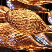 Lustre personnalisé ANNO en forme de poisson, luminaire suspendu sculptural en forme de vague océanique pour hall d'hôtel, restaurant