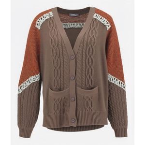 Cárdigan de punto con cuello en V informal de alta calidad para mujer, suéter de punto con Cable completo con decoración de botones, tamaño libre, Invierno - Product Image 1