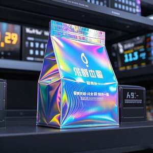 Custom Holographic Doypack <b>Resealable</b> Zip Lock Pouch Premium <b>Plastic</b> Surface Packaging for Snacks Pet Food Laser Film Printed - Product Image 1