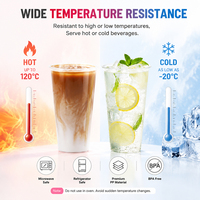 Gobelets jetables écologiques en plastique PP de qualité alimentaire TeGuan avec logo personnalisé, à paroi simple, transparents, avec couvercles, 18 oz, pour thé à bulles, café, jus