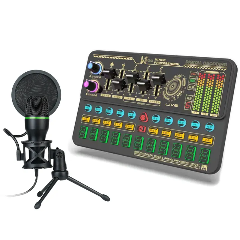 Kartu Musik Eksternal Mikrofon Usb Peralatan Studio Rekaman Live Streaming Kartu Suara Usb Antarmuka Audio 3.5Mm dengan Mic