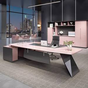 เฟอร์นิเจอร์สำนักงานผู้บริ<span class=keywords><strong>หา</strong></span>รระดับสูง โต๊ะทำ<span class=keywords><strong>งาน</strong></span>ทรงตัวแอล สีชมพู สำหรับผู้บริ<span class=keywords><strong>หา</strong></span>ร ซีอีโอ - Product Image 4