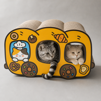 Griffoir pour chat en carton ondulé jaune en forme de pain, tunnel de griffonnage pour chats 60x34x23cm