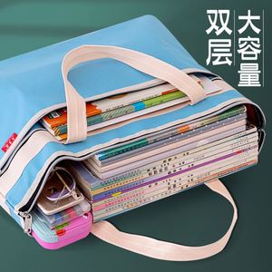 Sac de transport extra large en tissu Oxford 8K pour documents A3, pochette multi-couches zippée et imperméable pour étudiants, idéal pour le dessin et la peinture - Product Image 4
