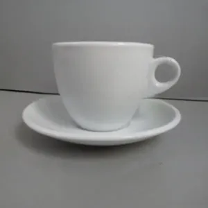 Taza y Platillo <span class=keywords><strong>de</strong></span> Porcelana Cerámica Portátiles <span class=keywords><strong>de</strong></span> 90cc para Capuchino con Logotipo Personalizado para Uso en Bares - Product Image 1