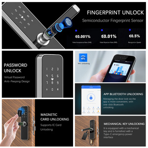 Dễ dàng cài đặt trong nhà cửa gỗ cảm ứng kỹ thuật số sinh trắc học xử lý khóa tuya Wifi vân tay mật khẩu khách sạn kiểm soát truy cập - Product Image 5