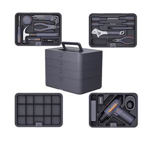 High quality household toolbox Home Repair Tool Kit Set with Cordless Power Drill multifunctional tool set