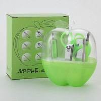 Ensemble de coupe-ongles en acier inoxydable Apple, 8 pièces, lame droite, pointe acérée, ciseaux à ongles en plastique, boîte à outils de manucure, coffret cadeau beauté