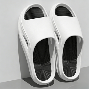 Black Sliders <strong>Slippers</strong> for Blank Slide Sandals Custom Logo Slides EVA Upper PVC Outsole All Seasons - Product Image 2