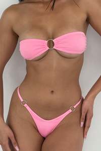 Bộ bikini thiết kế riêng, kiểu dáng mới, không dây, viền tròn, nhỏ gọn, chất liệu Repreve, kiểu dây buộc, đồ bơi gợi cảm, dành cho nữ. - Product Image 5