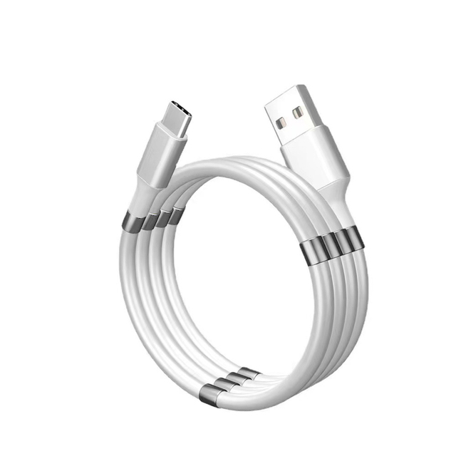 Hot Selling 1M USB Type C Magnet Charge Cable 3A Fast Charging Self-Winding TPE Jacket Android Car Camera Computer Use Braid Box
