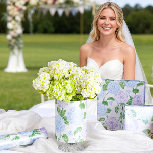 Light Blue Purple Hydrangea Botanical Design Wrapping <b>Paper</b> For Wedding Favor Bridal Birthday Present Box Decoration - Product Image 2