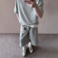 High Quality Custom Men's French Terry Shorts Solid Color Oversized Fit with Raw Hem and Wide Leg High Comfortable Sweat Shorts