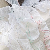 Dentelle plissée élastique double couche couleur unie en fil de neige RYL pour scrunchies, jupes, poignets et vêtements de poupées DIY