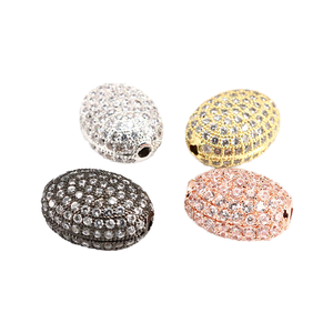 CZ7357 도매 큐빅 지르코니아 타원형 모양 스페이서 비즈, CZ 크리스탈 매력 비즈. - Product Image 2