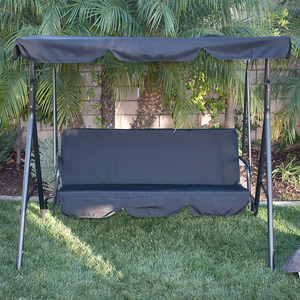 Heavy Duty Garden 3 Seater Outdoor <b>Swing</b> Chairs Black with Cushion - Product Image 1