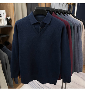 Nouveau <span class=keywords><strong>pull</strong></span> en laine pour <span class=keywords><strong>homme</strong></span> à col à revers, tricoté, décontracté, <span class=keywords><strong>chaud</strong></span>, demi-boutonné, <span class=keywords><strong>pull</strong></span> en laine uni pour <span class=keywords><strong>homme</strong></span> - Product Image 6