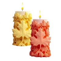 Moule en silicone pour bougie aromatique en forme de feuille d'érable en relief, colonne ronde, pour gâteau, décoration maison DIY, diffuseur de plâtre
