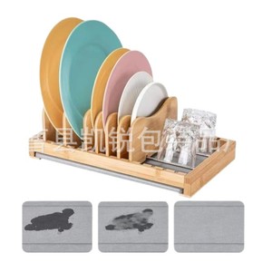 Wooden <b>Dish</b> <b>Rack</b> 14.6x8.3x4.9 Inch Adjustable Drain <b>Rack</b> For Countertop Kitchen Use - Product Image 5