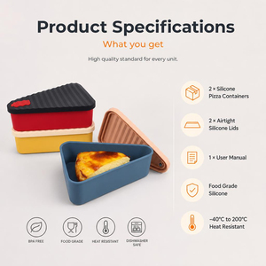 Stackable Silicone Pizza Box Airtight Leakproof Food Storage Container Microwave <b>Freezer</b> Safe <b>Reusable</b> for Pizza Slice Lunch - Product Image 3