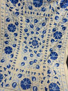 Kashmiri Blue Floral <b>Embroidery</b> Royal Blue Aari Nonwoven Cotton Breathable <b>Fabric</b> Blue Blossom Garden Embroidered Apparel Dress - Product Image 5