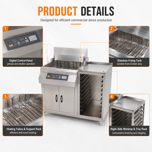 Freidora Eléctrica Comercial de Alta Capacidad para Donuts, de Acero Inoxidable, 6000W, con Protección contra Sobrecalentamiento, para Maíz y Frutos Secos - Product Image 4