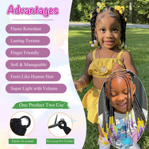 Extensión de pelo para niños con lazo y cuentas, accesorios para el cabello para niños, cola de caballo trenzada para niñas - Product Image 5
