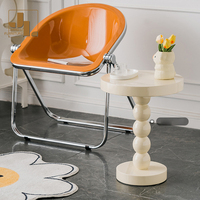 Table d'appoint blanche de style crème moderne pour hôtel salon chambre à coucher petite table d'angle ronde en bois à la mode