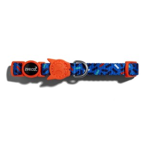 Collar para Gatos con Patrón Azul y Hebilla Naranja de Seguridad Desprendible - Product Image 1
