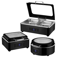 Chauffe-Plat Électrique Noir Moderne avec Contrôle Numérique de la Température LCD pour Buffet, Idéal pour Hôtels, Restaurants et Traiteurs