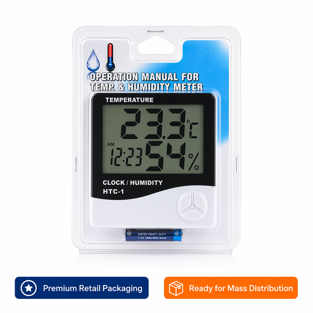 High Accuracy Digital Thermohygrometer Indoor Outdoor with Calendar, Thermometer Hygrometer Temperature Humidity Monitor LCD
