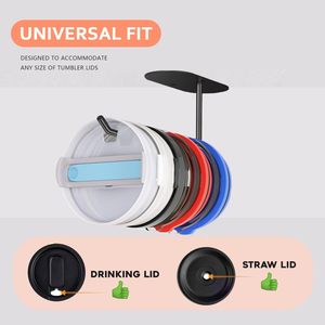 Organisateur de couvercles de gobelets auto-adhésif ou à fixer par perçage sous l'armoire, crochets pour couvercles de tasses, support pour couvercles de gobelets pour l'organisation de la cuisine - Product Image 2