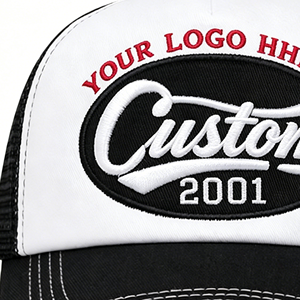 Casquette Trucker en Maille Respirante Bleue avec Impression Personnalisée de Votre Logo, Motif Artistique en Relief, Logo Brodé 3D, Casquette Trucker en Mousse Crème - Product Image 2
