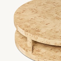 Table basse moderne minimaliste 2024, table centrale ronde en bois avec placage en bois de Mappa pour le salon
