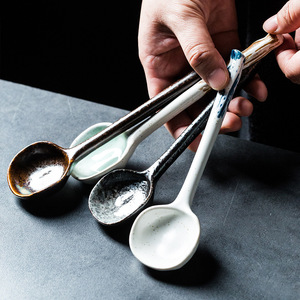 Cuchara <span class=keywords><strong>de</strong></span> Cerámica Japonesa Retro para Sopa Ramen, Fideos <span class=keywords><strong>de</strong></span> Arroz, Cuchara para Servir la Cena, Cucharones para Servir Condimentos, Salsas y Aderezos en Fiestas - Product Image 3