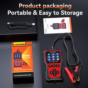 Testeur de batterie de voiture KONNWEI KW341 avec écran de 2,8 pouces |   6V/12V/24V 10-2000CCA pour batteries au plomb-acide/AGM/GEL/<span class=keywords><strong>EFB</strong></span>/Li-ion avec SOC/SOH - Product Image 6