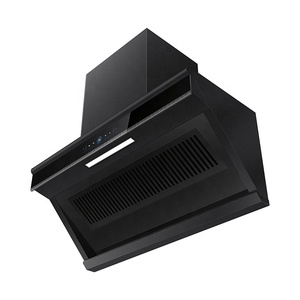 Cappa Aspirante Nera da 90cm, Apertura e Chiusura Automatica, Bassa Rumorosità, Montaggio a Parete, in Acciaio Inox, per Uso Alberghiero, Stile Inclinato - Product Image 3