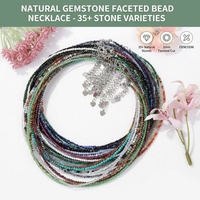 Collier de perles facettées non naturelles de 2 mm, plus de 35 couleurs de pierres (turquoise, grenat, lapis-lazuli, œil de tigre), fermoir en argent délicat, vente en gros OEM